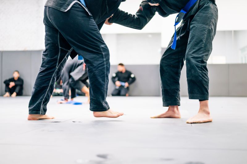 Two,Jiu-jitsu,Practitioners,Fighting,On,The,Mat,In,Training